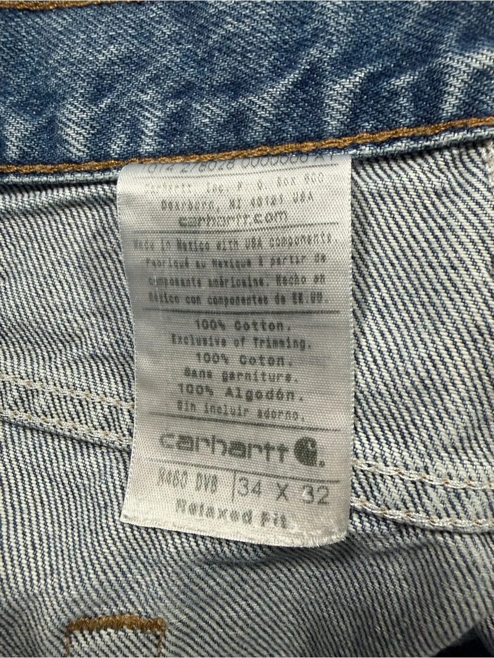 Men’s Carhartt B460 Straight Leg Relaxed Fit Jean Size 34x32